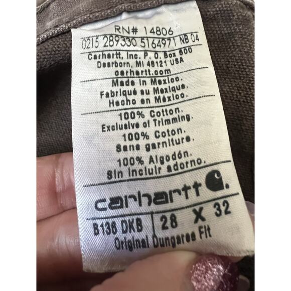 CARHARTT Loose Straight Washed Duck Double-Front Dungaree Cargo Jeans 28x32 - Picture 9 of 13